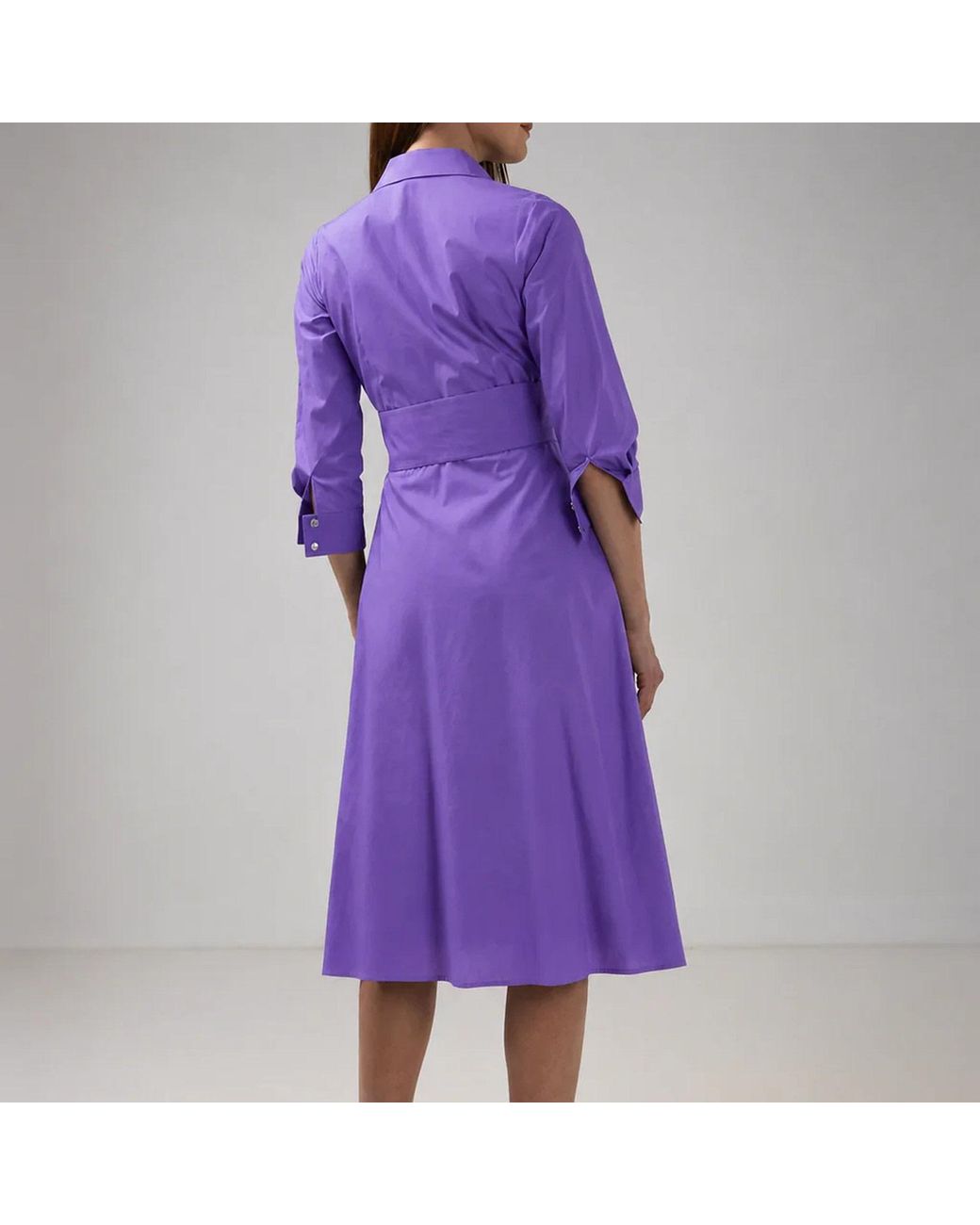 IZABELA MANDOIU Purple Premium Cotton Shirt Dress With Contrast Ric Rac Detailing & Tassel Waist Tie