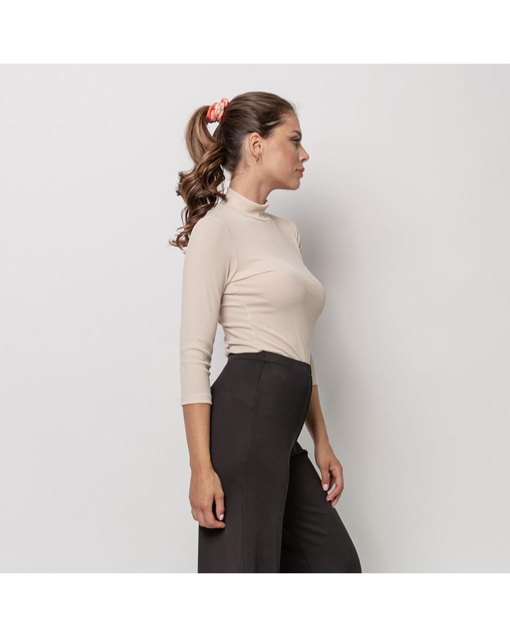 Oh!Zuza Pink Neutrals Rib Rollneck Top