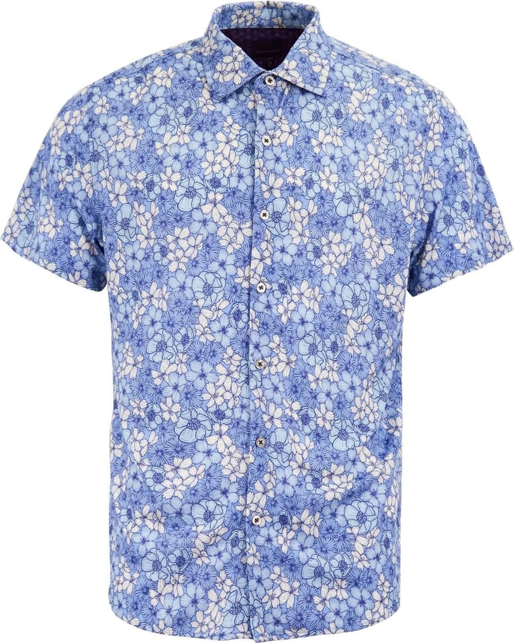Lords of Harlech Blue Tyler Dense Floral Short Sleeve Shirt for men