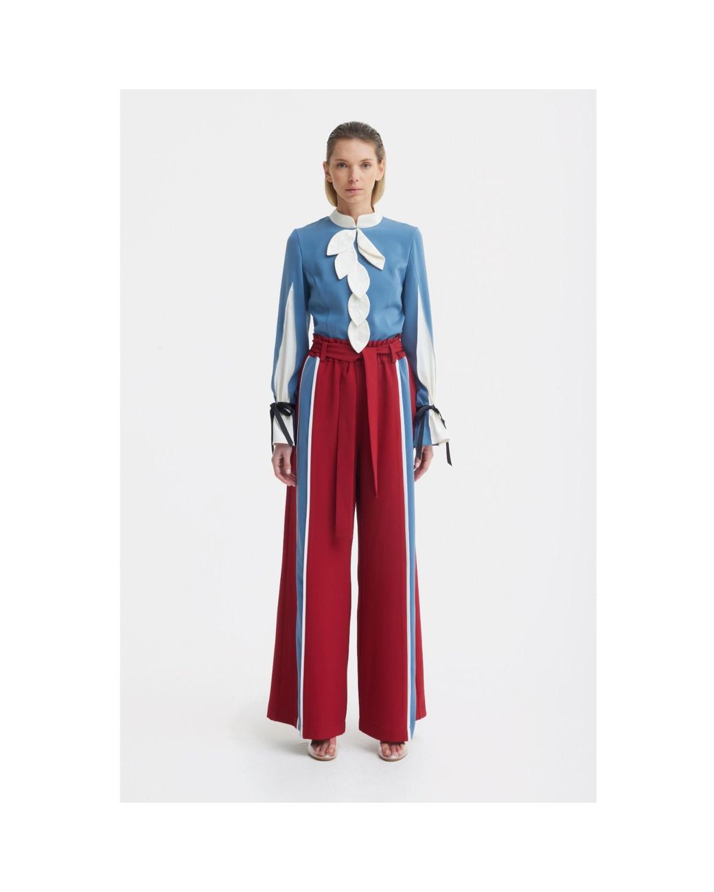 Julia Allert Blue Elegant Fitted Blouse – Pale