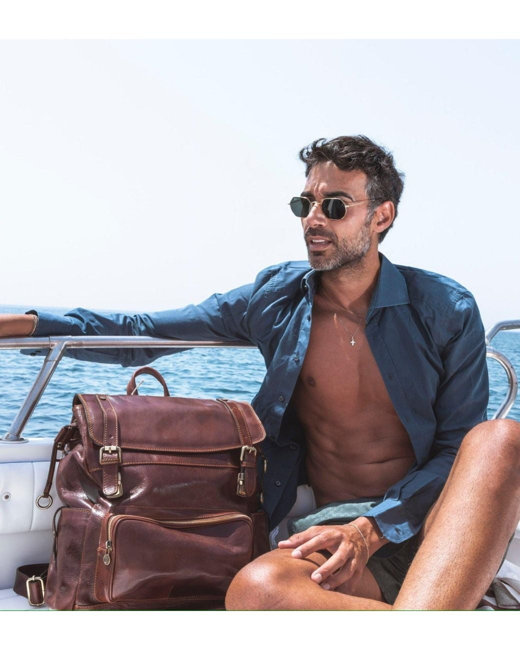 Time Resistance Brown Leather Backpack for men