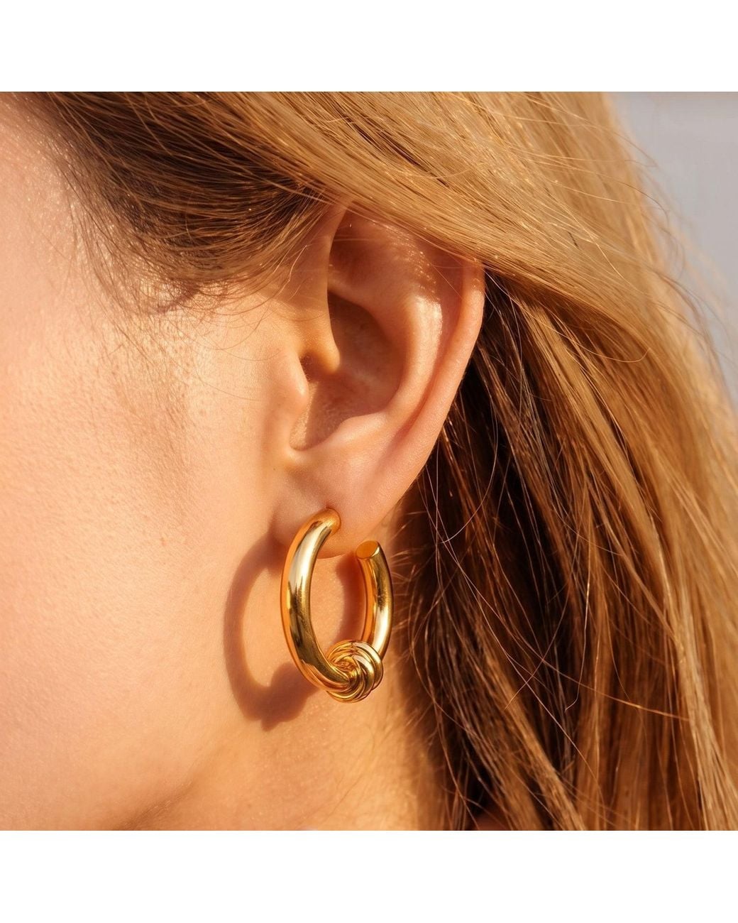 With Love Darling Metallic Knot Hoop Earrings