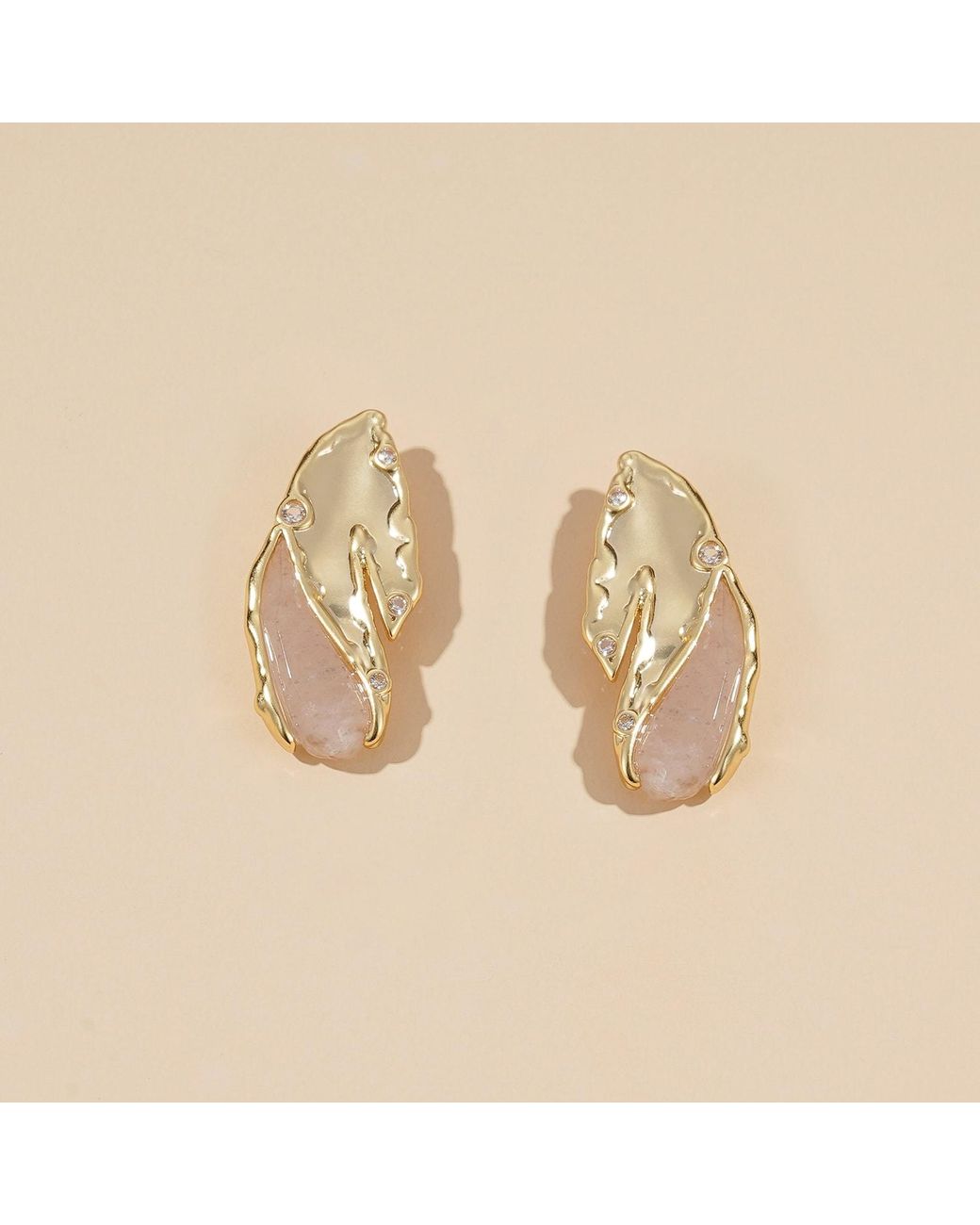Rare Matters Jewelry Metallic Strawberry Quartz Stud Earrings