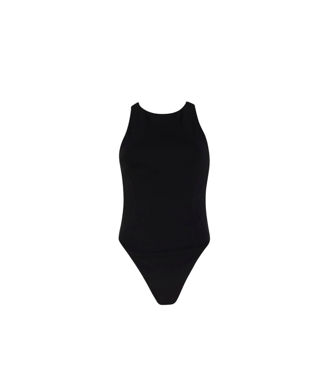 Circular Path Black Racer Neck Bodysuit