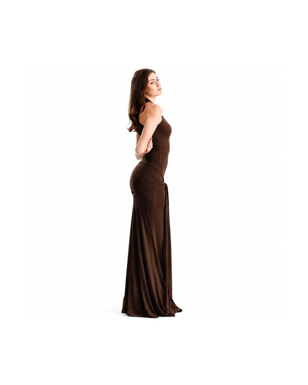 Maison De Gala Brown Serena Mocha Maxi Dress