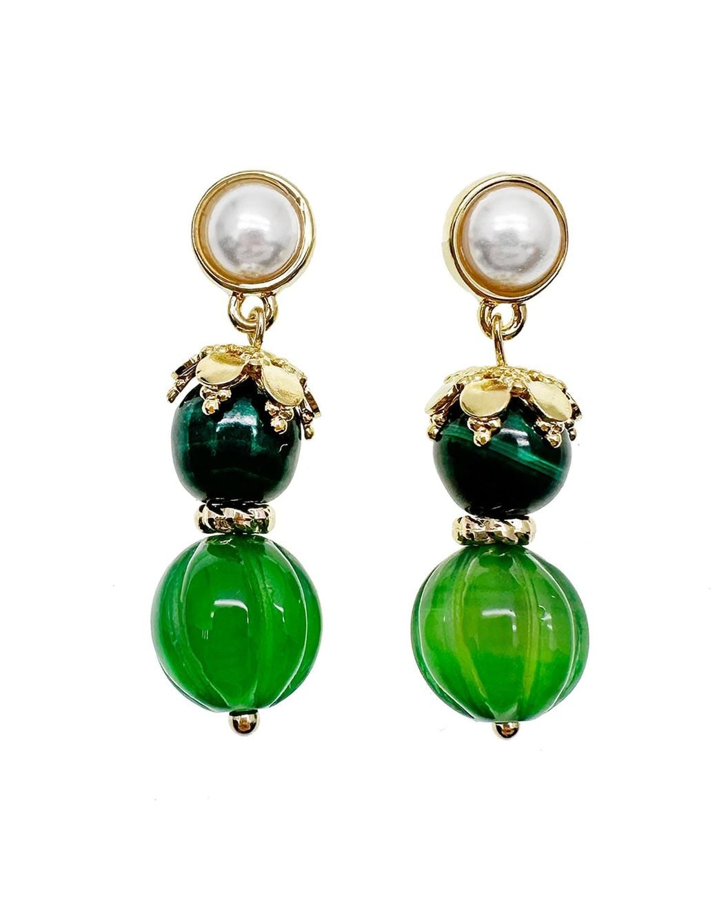 Farra Green Gemstone Adorable Dangle Earrings