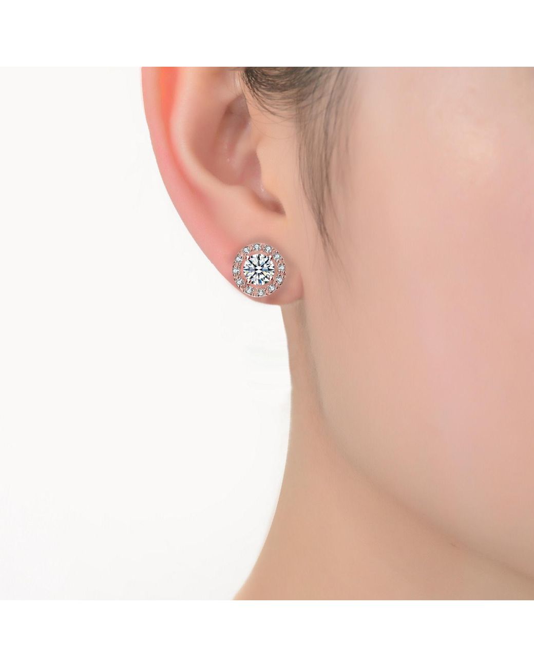 Genevive Jewelry Metallic Rachel Glauber Plated With Clear Round Cubic Zirconia Halo Stud Earrings