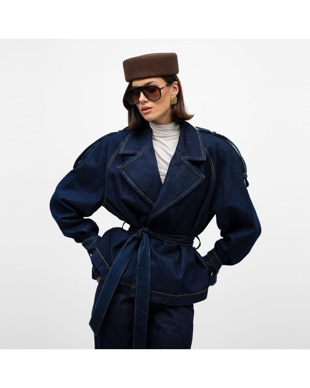 Mandragora Blue Oversized Cotton Trench Coat Arney Dark