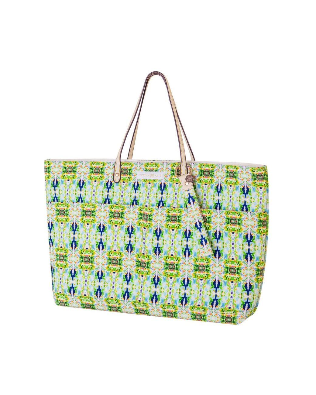 Evelyn & Kate Green Blackberry Classic Canvas Tote With Leather Straps