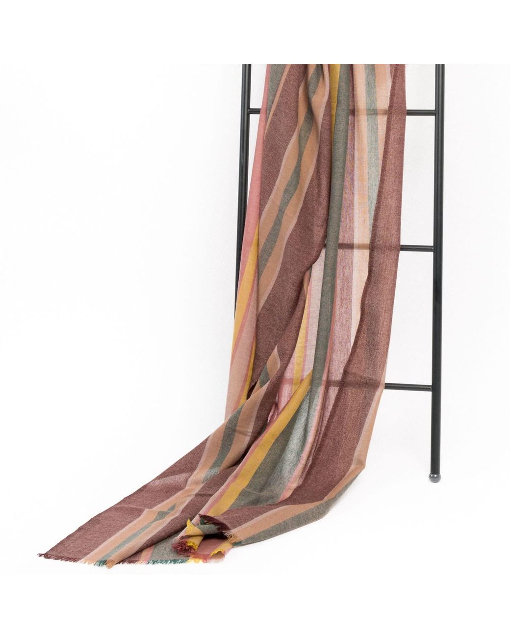 Variously Pink Barque Clay Modern Artisan Striped Soft Merino Handwoven Scarf