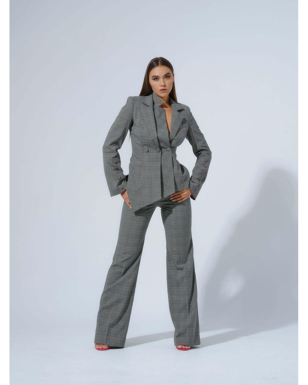 Tia Dorraine Gray Get Down To Business Tailored Asymmetric Statement Blazer