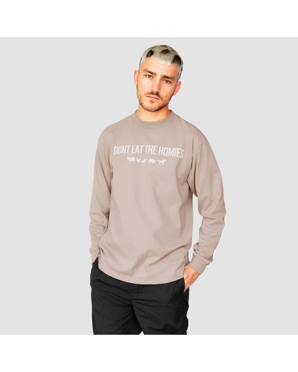 Dont Eat the Homies Brown Neutrals Three D Long Sleeve for men