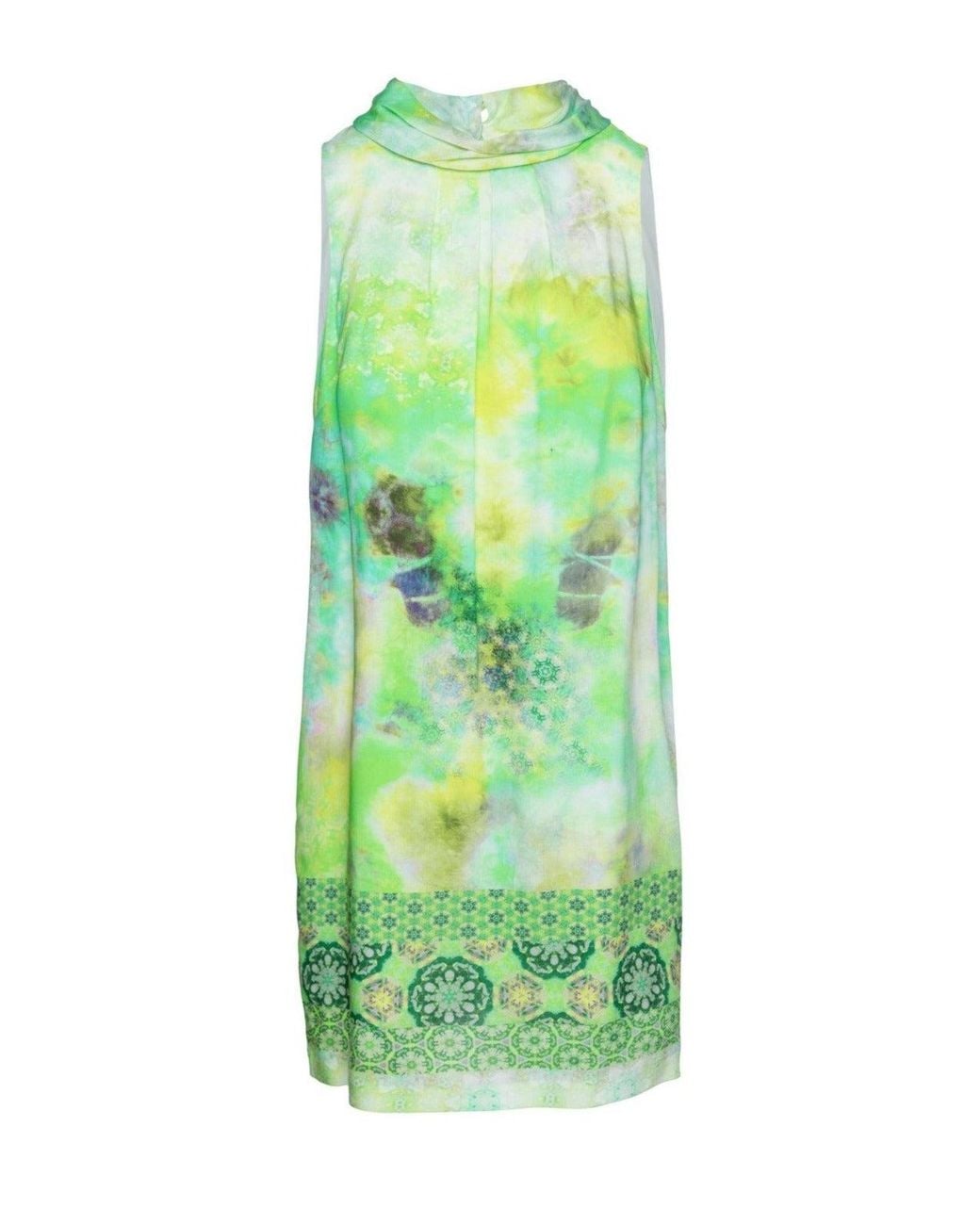Conquista Green Straight Sleeveless Print Dress By