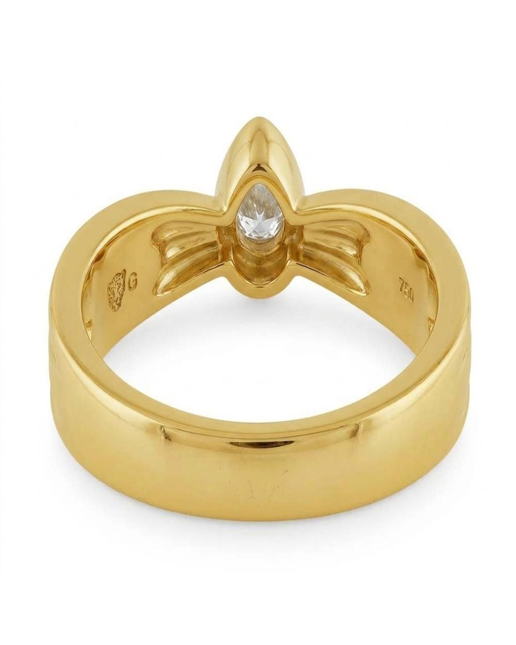 Artisan Metallic 14K Bezel Pear Diamond Ribbed Ring