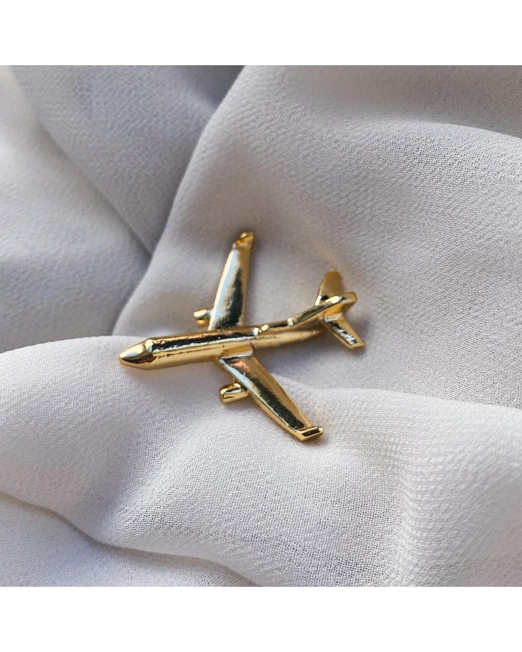 Make Heads Turn Metallic Golden Metal Pin Plane