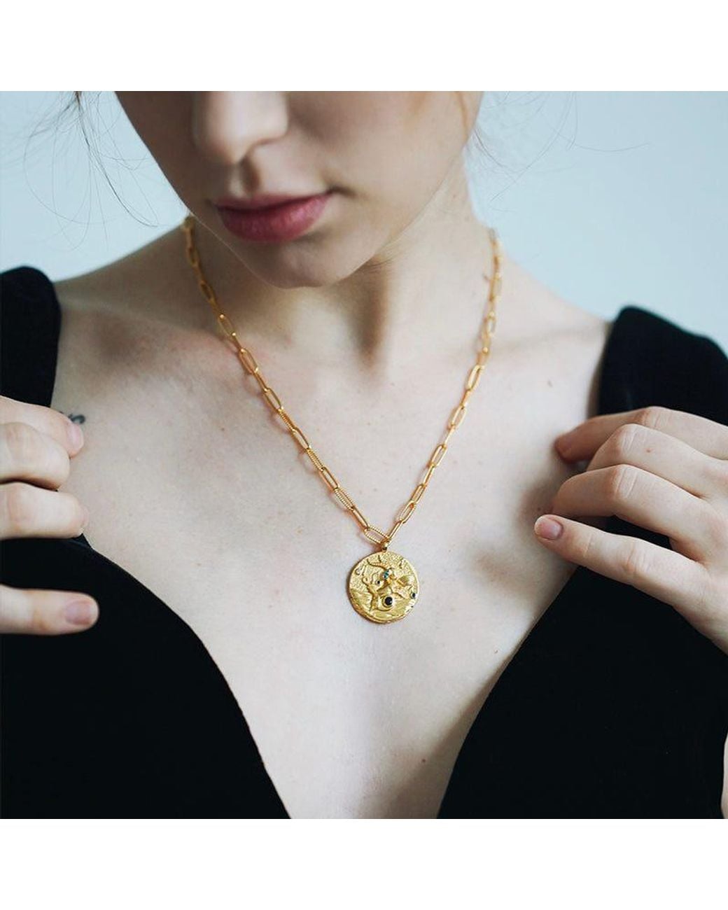 Aurozia Metallic Constellations Capricorn Double-Sided Coin Necklace