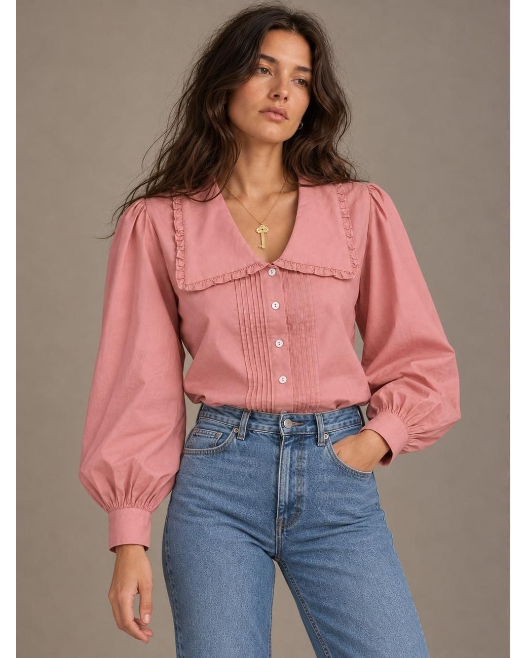 Carolina Benoit Pink It's A Poem Cotton Button Down Top