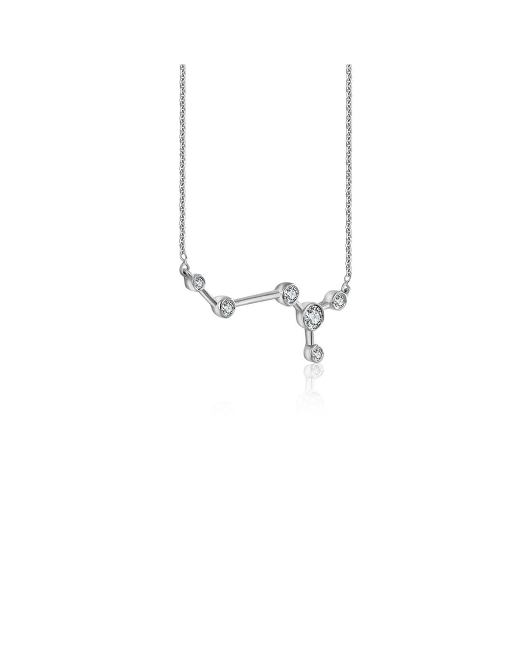 Genevieve Collection Metallic Scorpio Zodiac Constellation Necklace 18K & Diamond