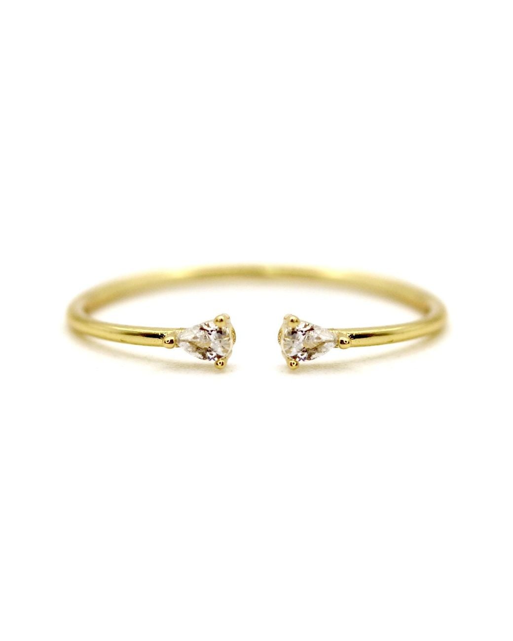 VicStoneNYC Fine Jewelry Metallic Natural Pear Cut Diamond Open Cuff Ring