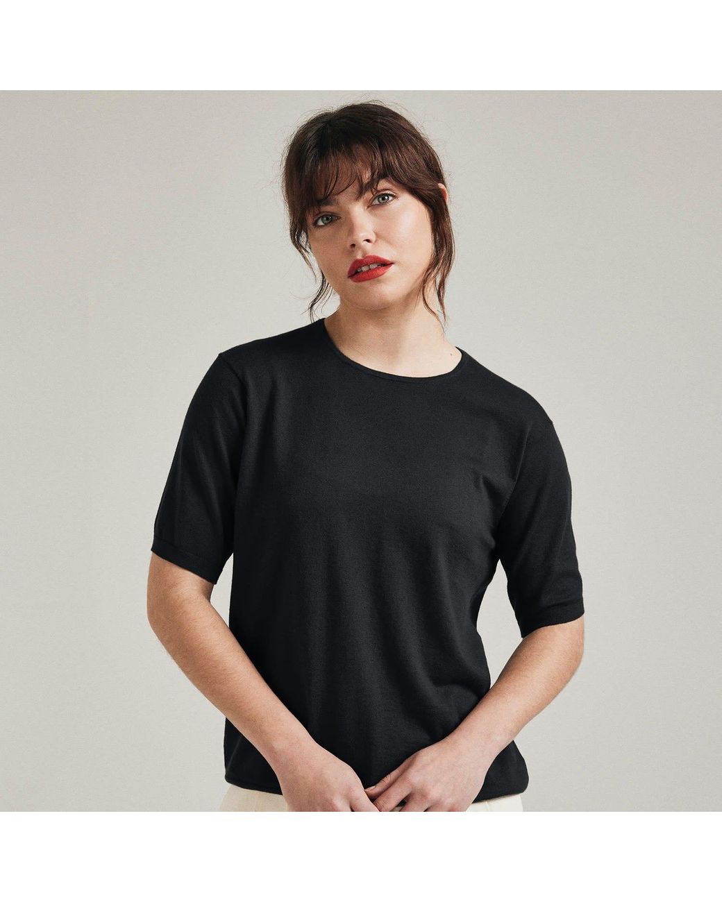Salts Cashmere Black Short Sleeved Knitted Tee for men