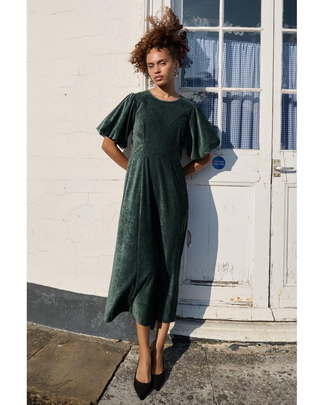 Louche Green Philo Matte Velvet Midaxi Dress