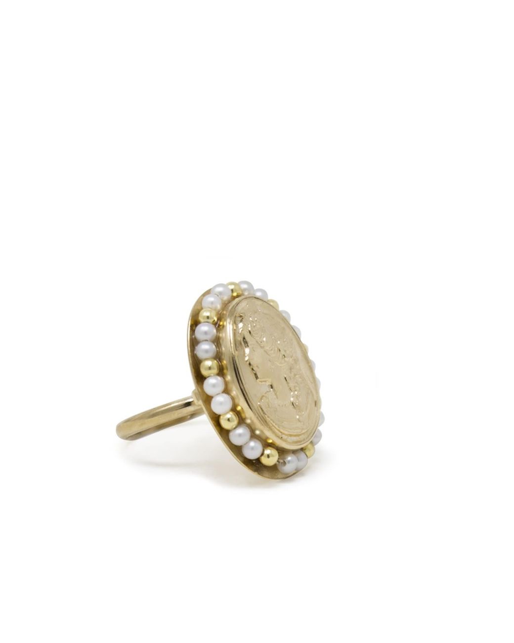 Vintouch Italy Metallic Fiammetta-Plated Pearl Ring
