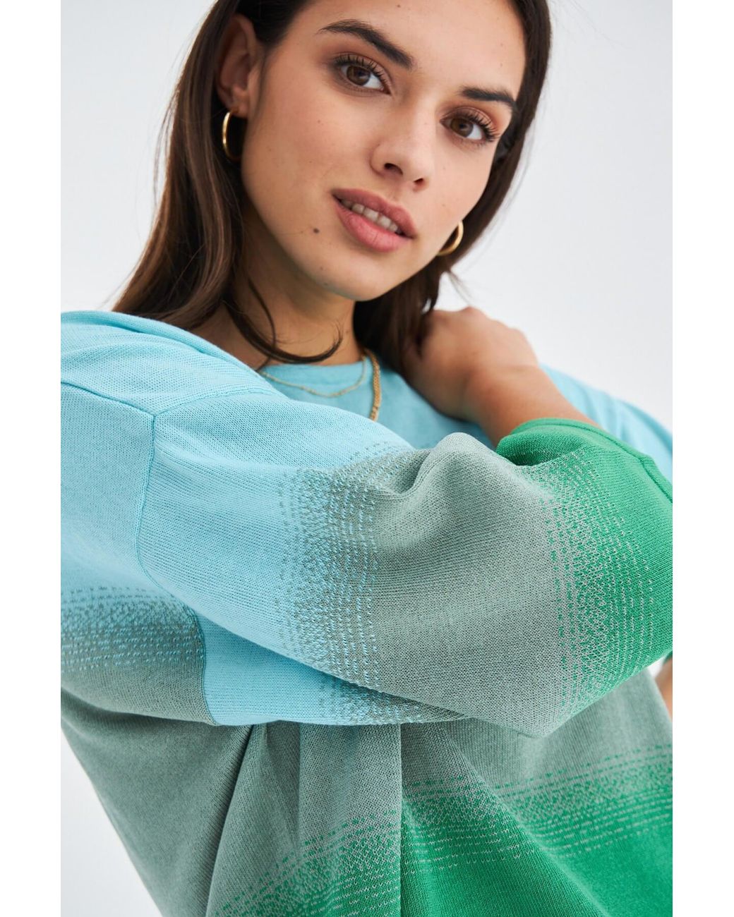 Peraluna Green Siri Knitted Blouse & Shorts Matching Set