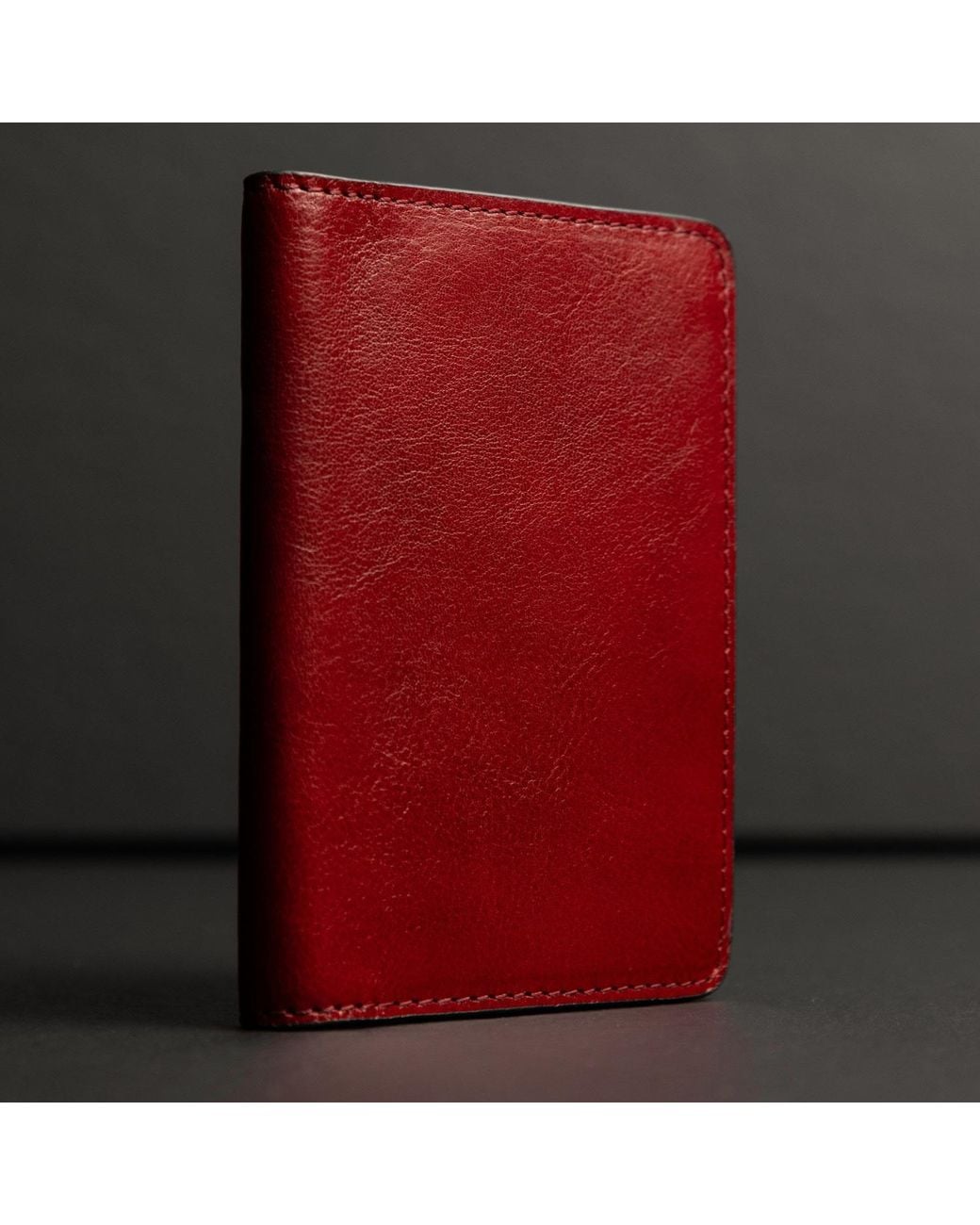 Time Resistance Red Small Leather Passport Holder For