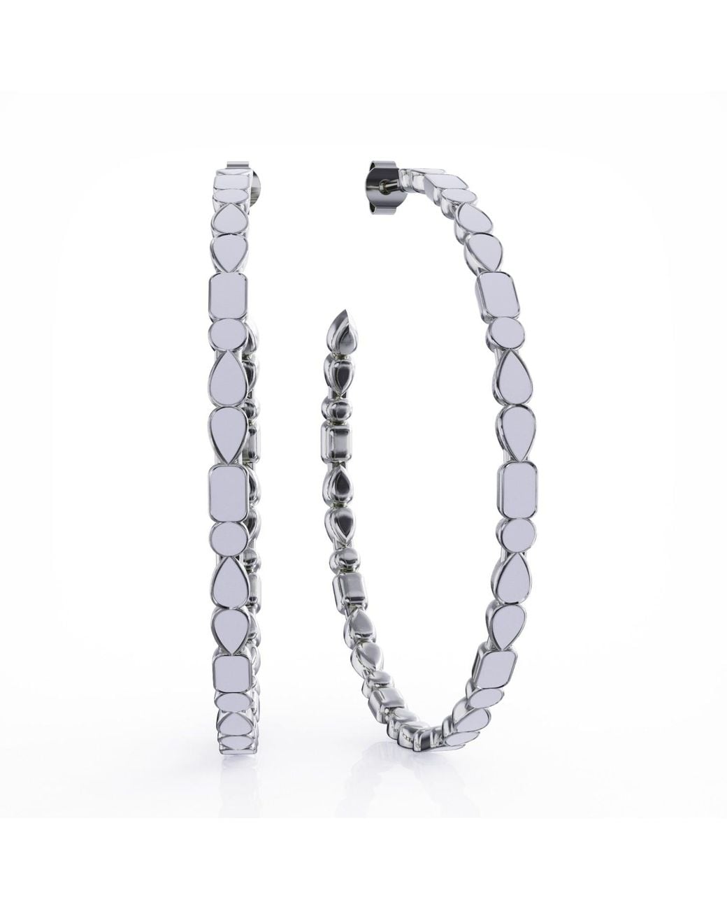 Linda Fiore White Adeline Creme Enamel Sterling Hoop