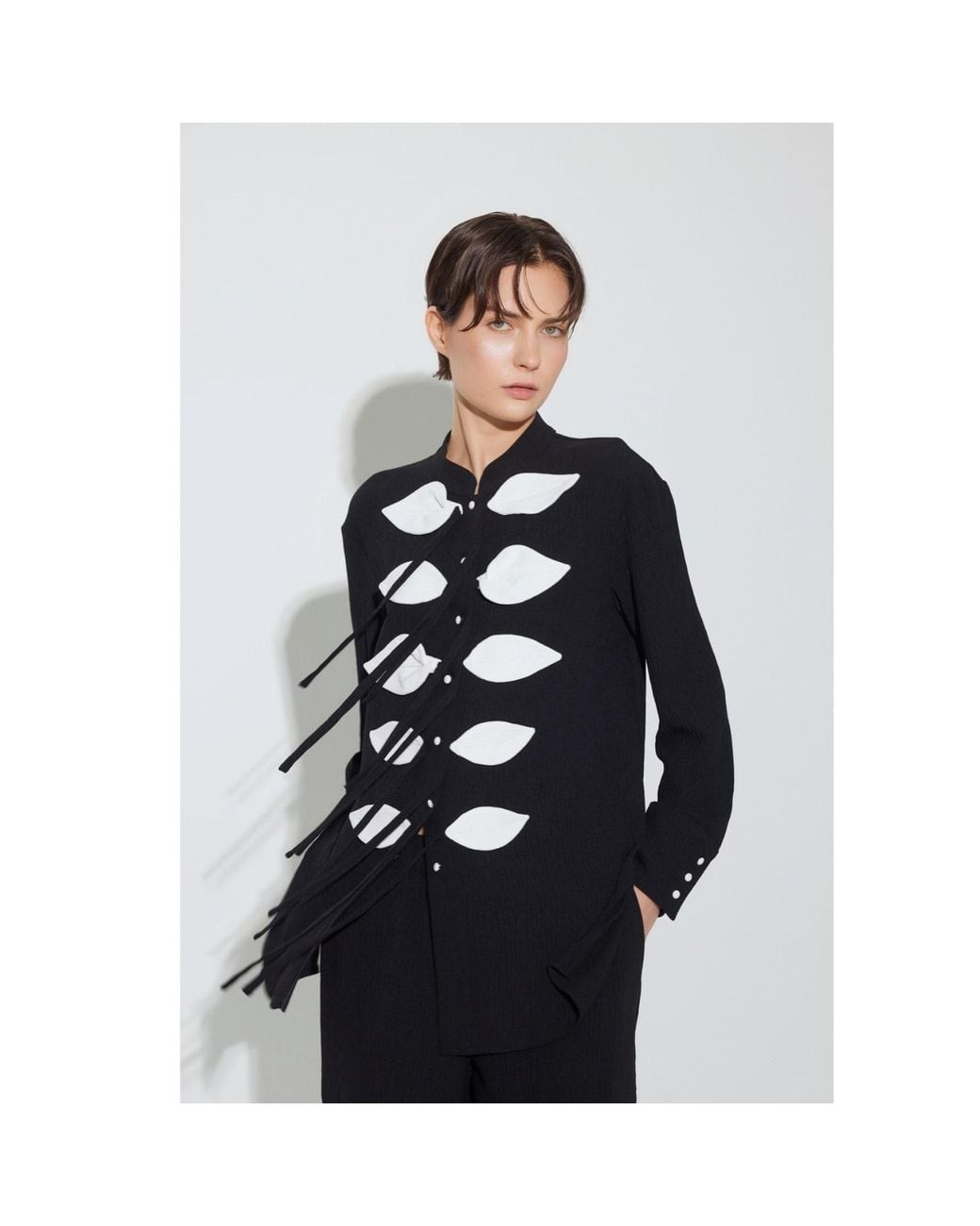 Julia Allert Black Lightweight Crinkled Blouse & Wide-Leg Pants Co-Ord Set –