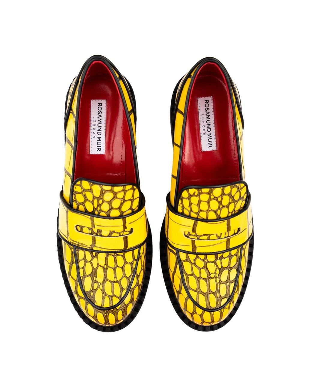 Rosamund Muir London Yellow Stratford & Crocodile Print Loafers
