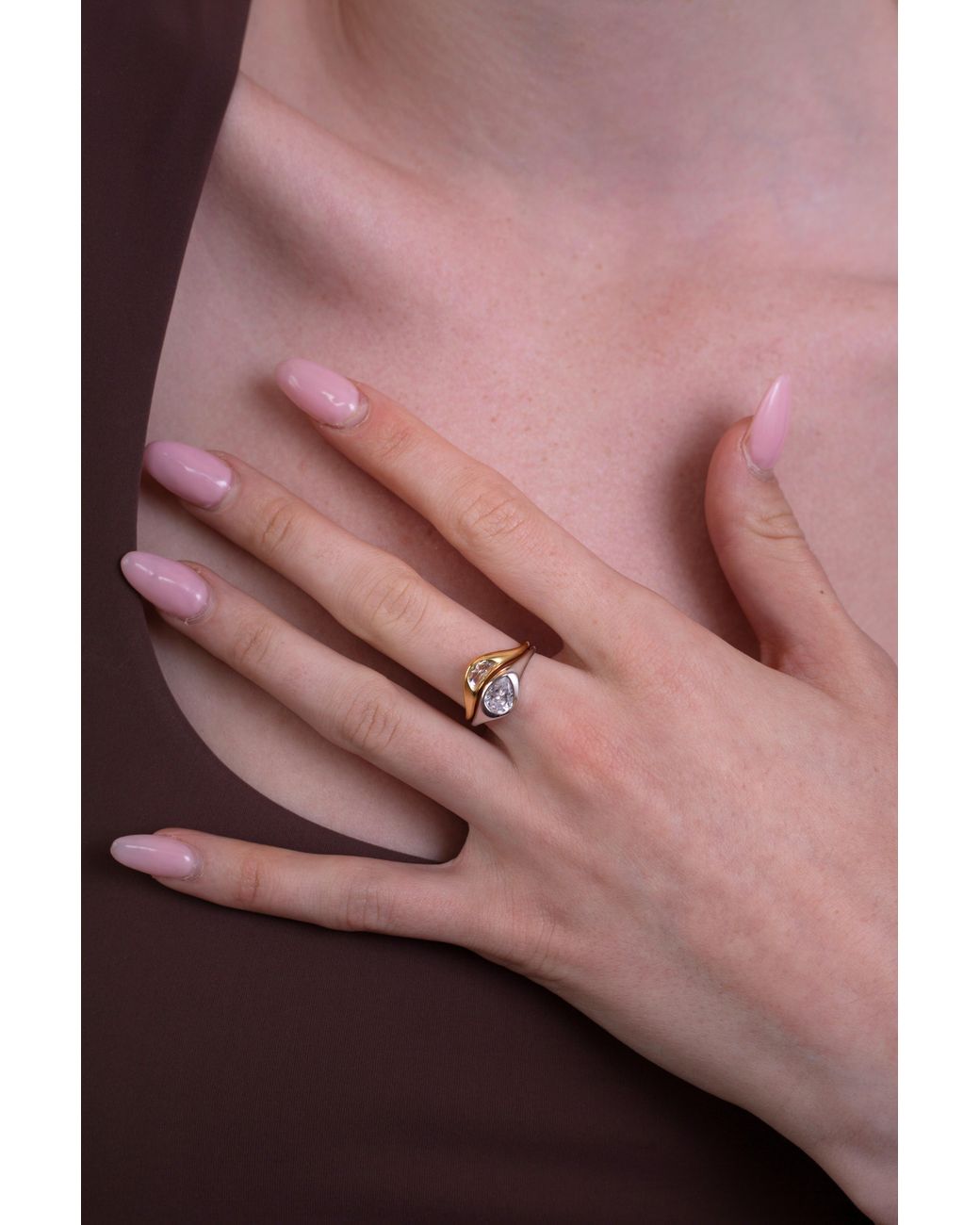 Zynnia Collective Metallic Two Tone Double Ring Set