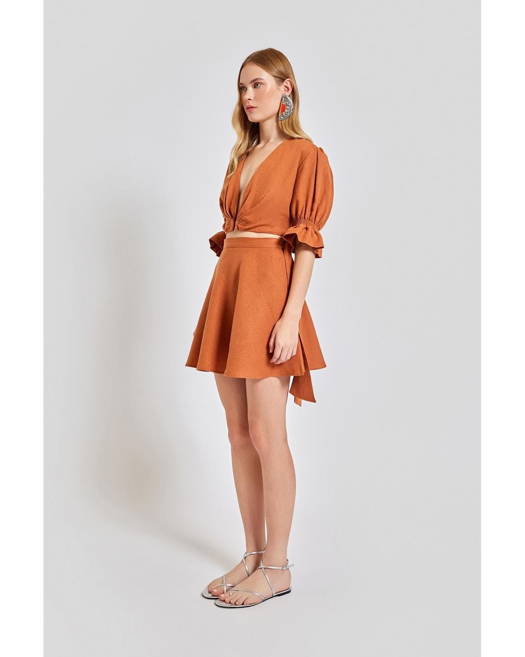 Lilamie Brown Marrakesh Side Wrapped Mini Summer Skirt
