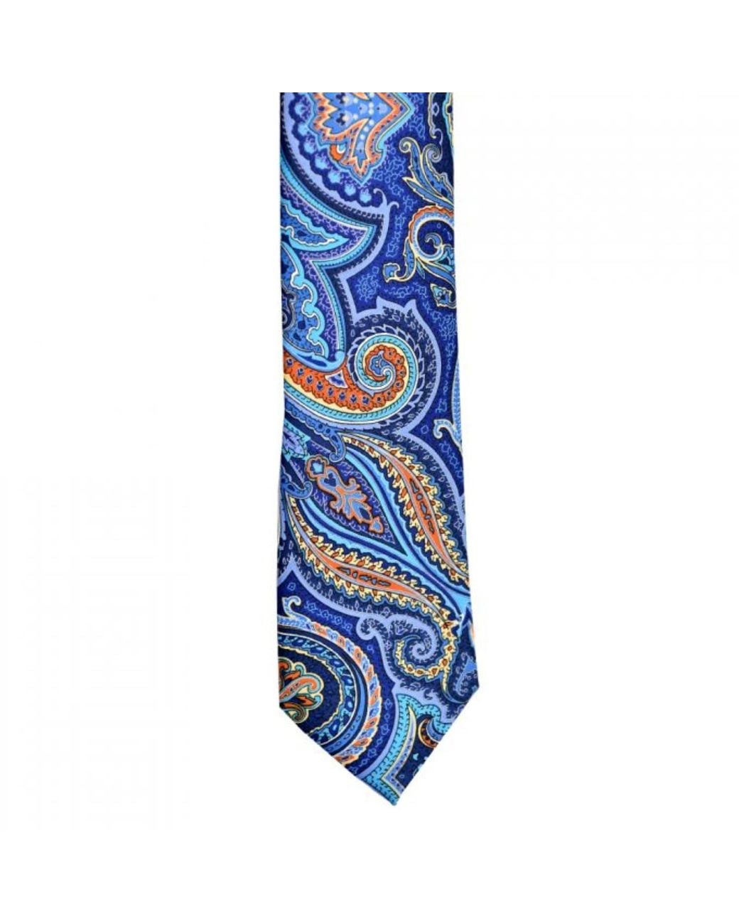 DAVID WEJ Blue Paisley Printed Tie – for men