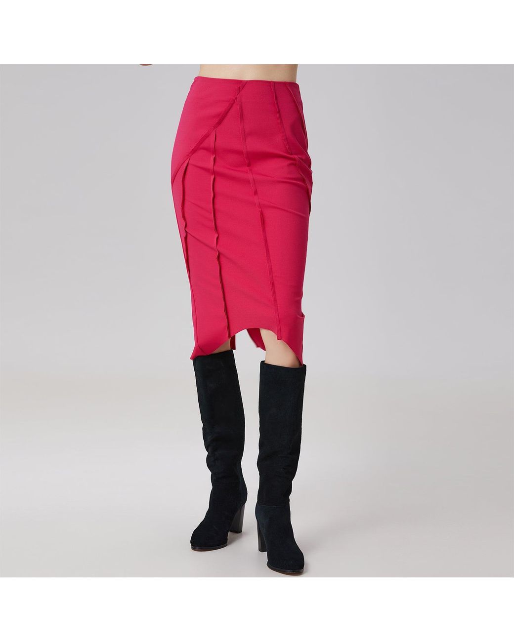 Smart and Joy Pink Asymmetric Structural Lines Skirt