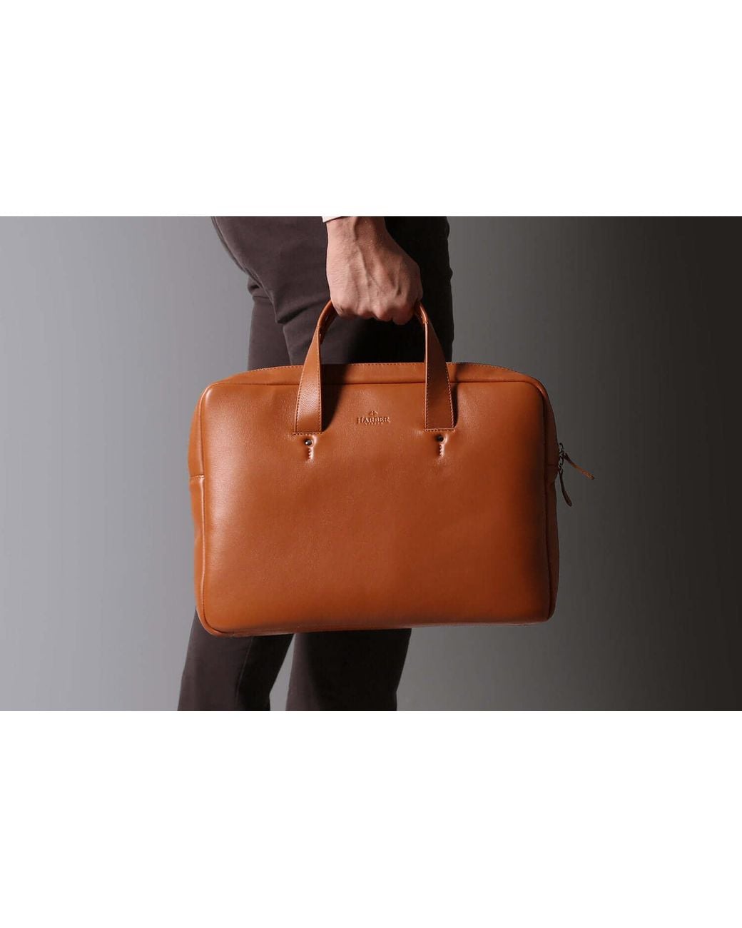 Harber London Brown Everyday Leather Briefcase for men