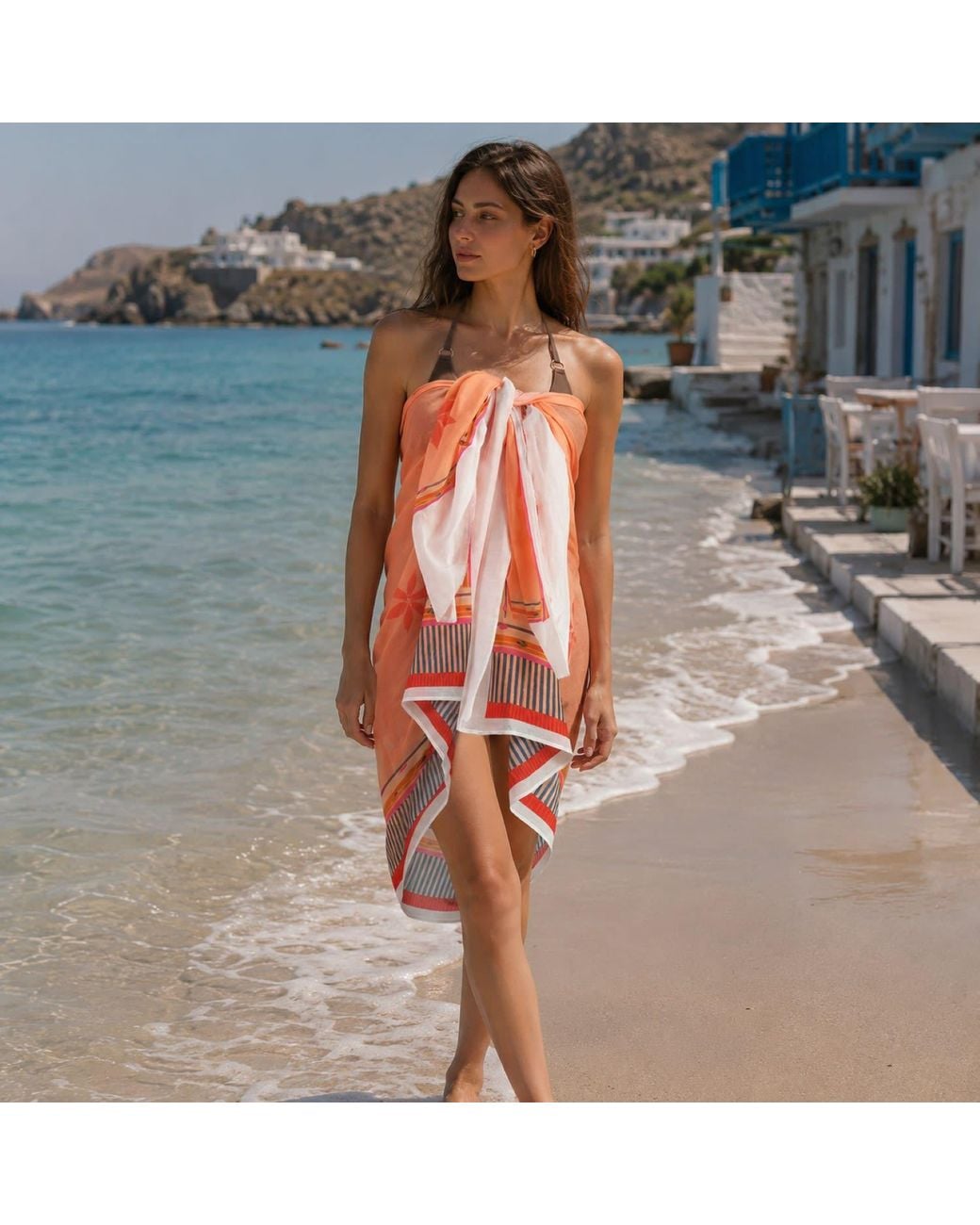 DHARA SHETH DUBAI Red Peach Blossom Resort Halter-Style Sarong