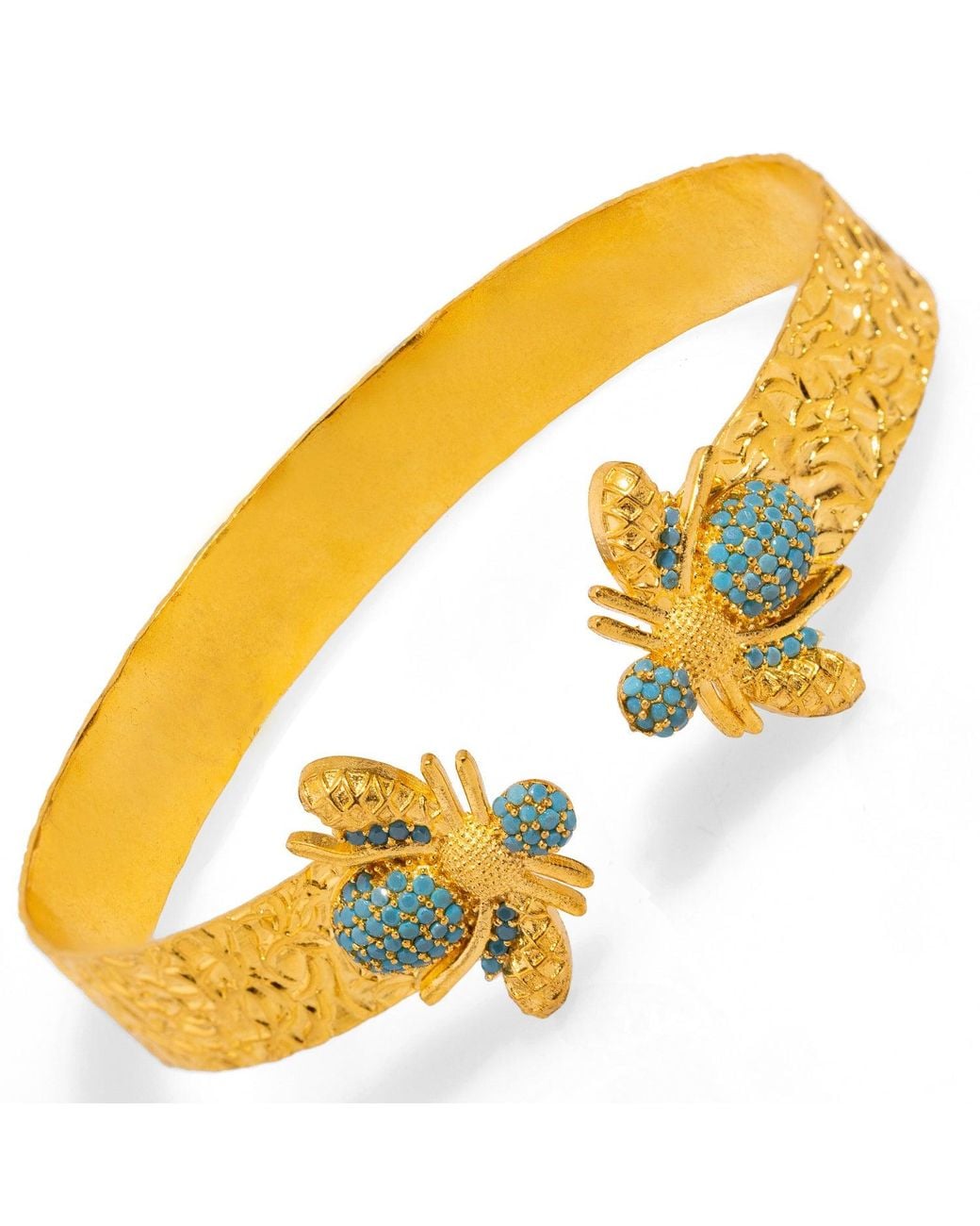 Ebru Jewelry Metallic Mystic Design & Honey Bee Cuff Bracelet