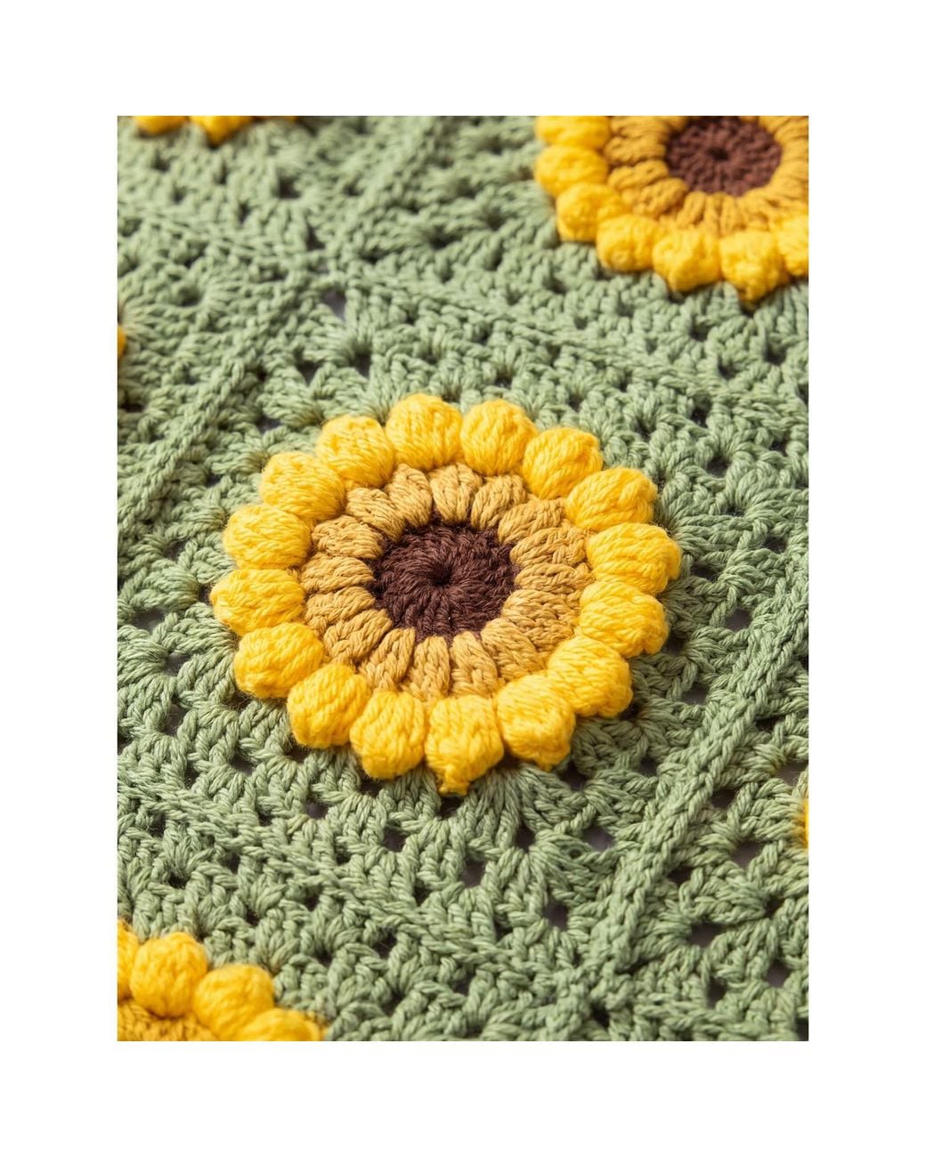 Ana Chic Yellow Sage Sunflower Granny Square Handmade Crochet Cardigan