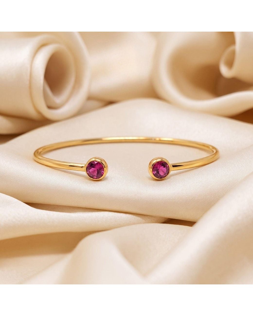 Sophelia Metallic Dainty Tourmaline October Birthstone Plated Bangle