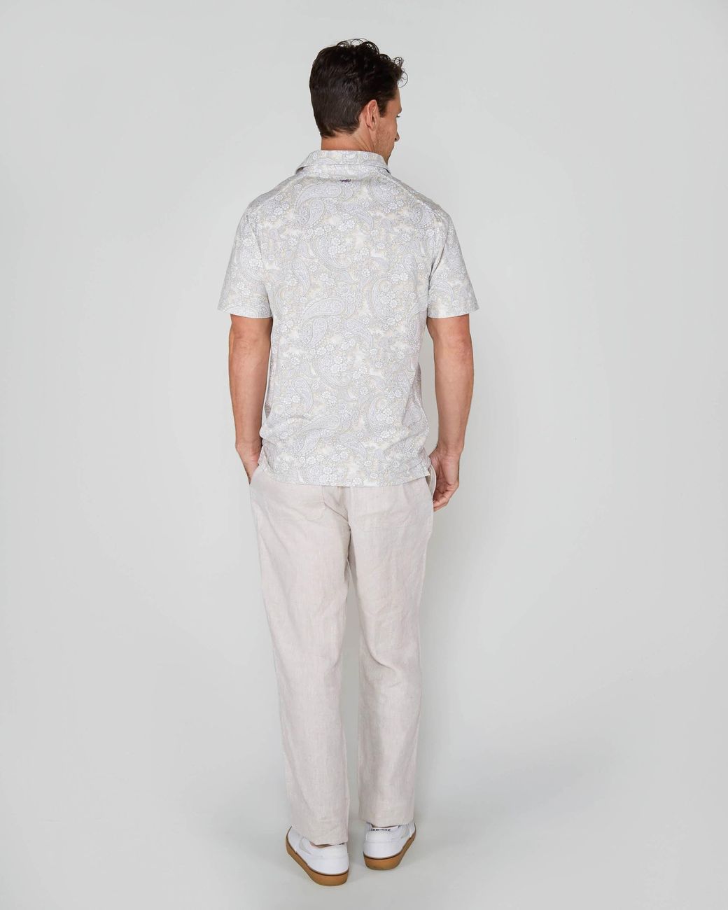 Lords of Harlech Gray Neutrals Pietro Paisley Romance Polo Shirt for men