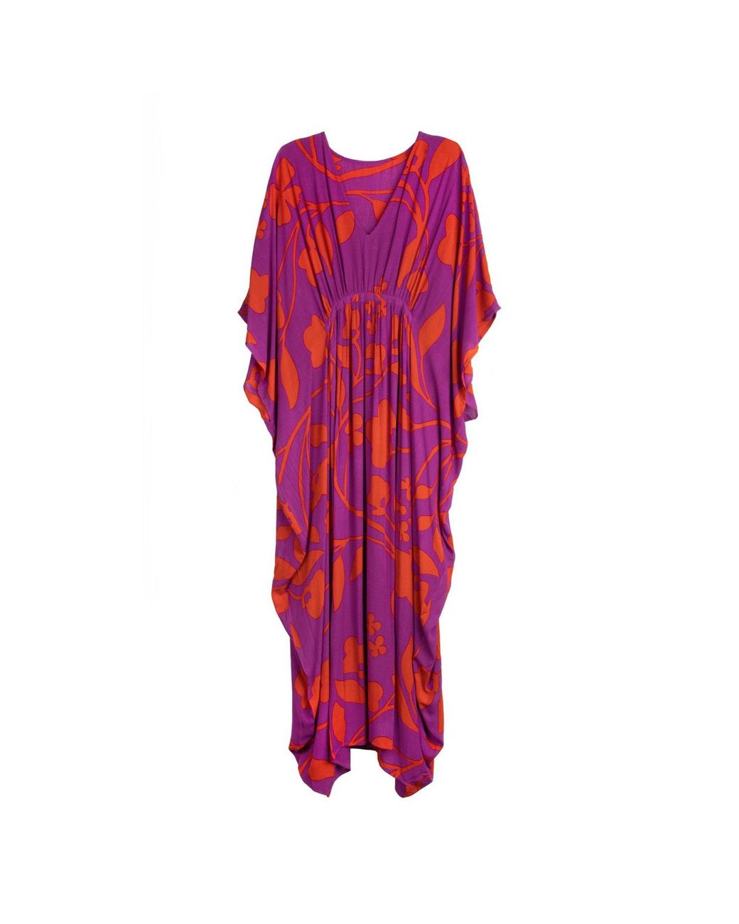 Saachi Red Bold Floral Deep Kaftan Maxi