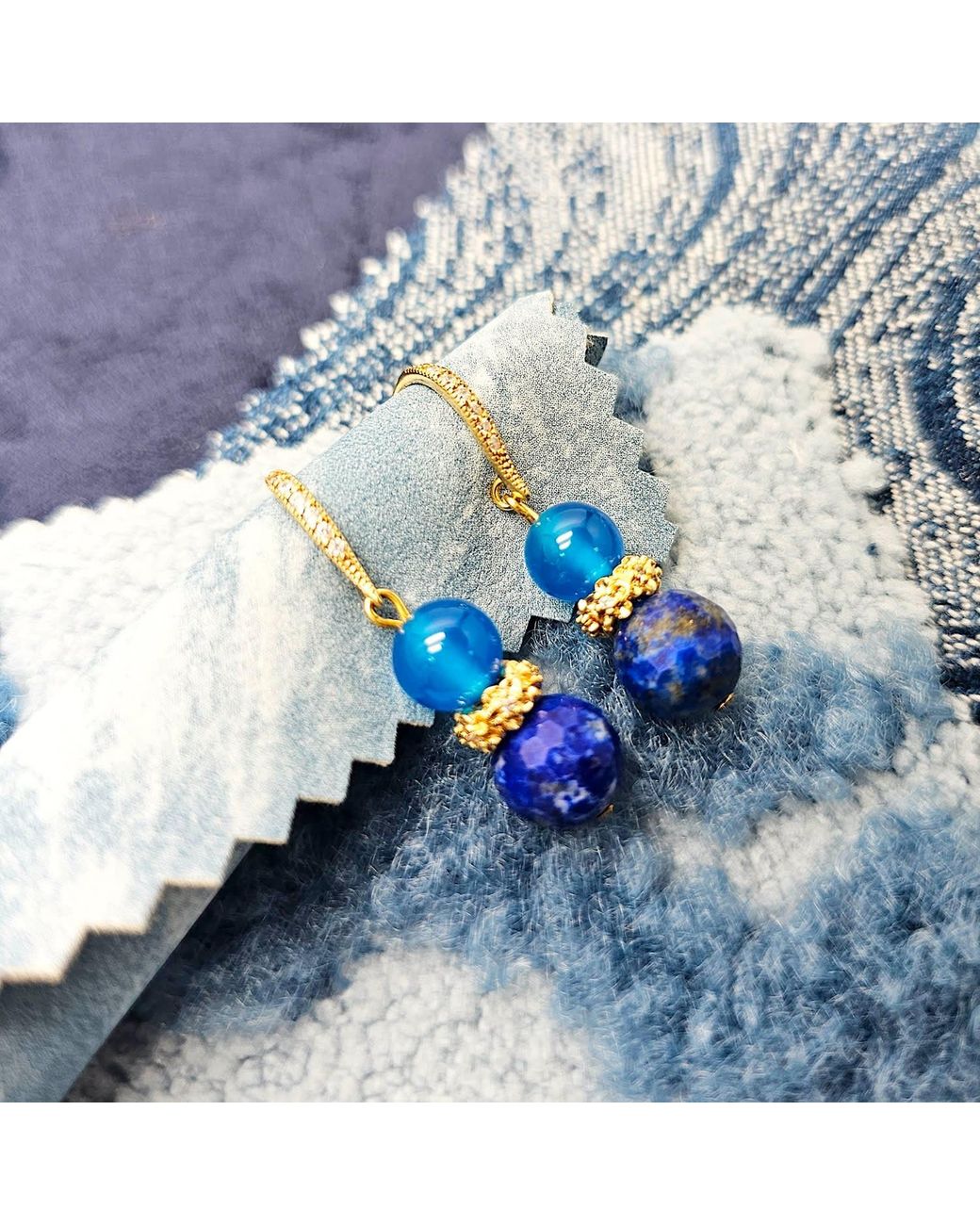 Farra Blue Lapis And Agate Earrings