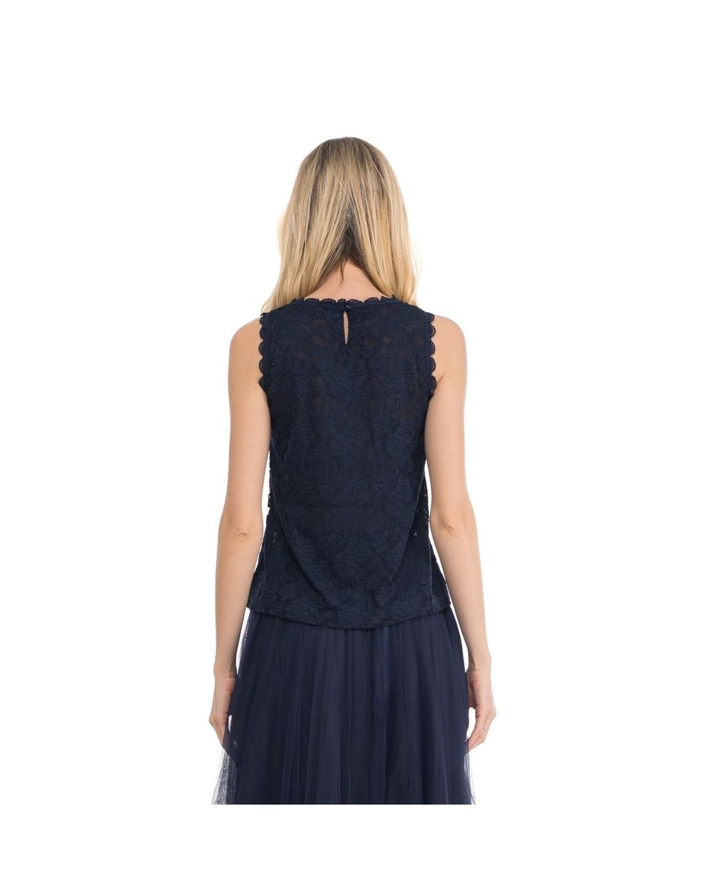 Tantra Spain Sl Blue Sleeveless Lace Top