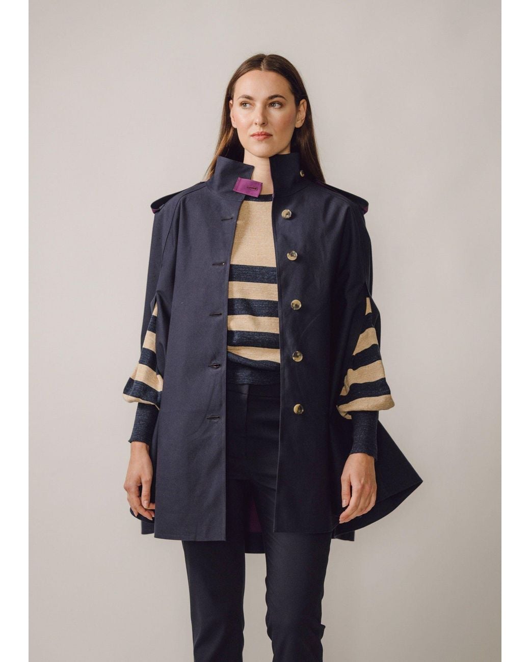 BEIRA Blue Nadia Waterproof Cape With Contrast