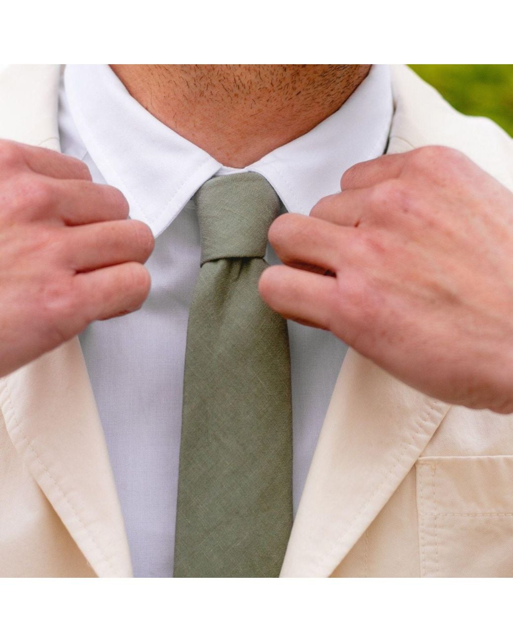 LE COLONEL Green Clay Linen Tie for men