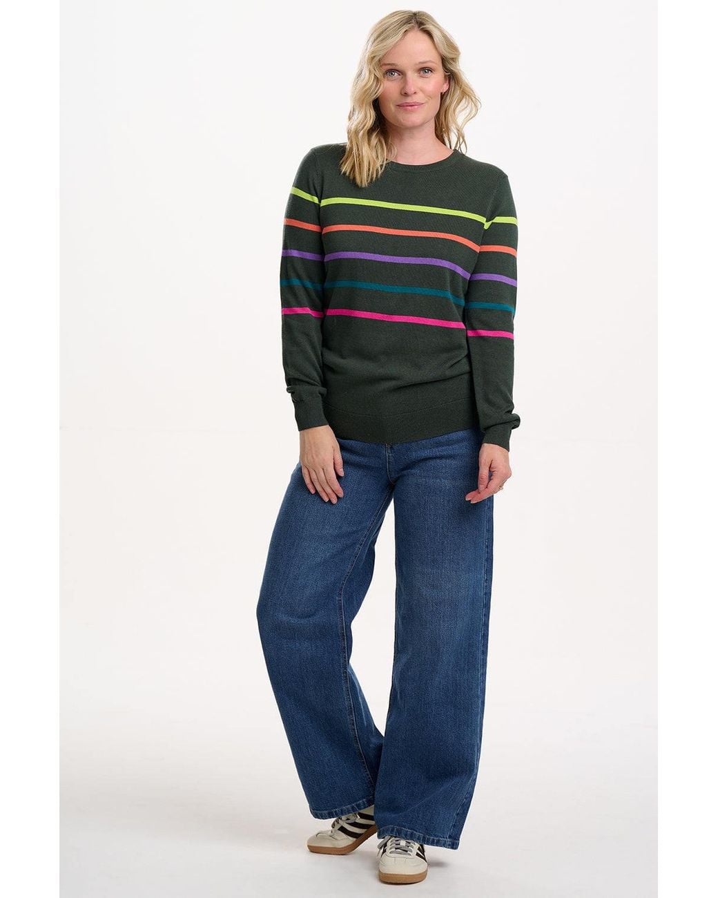 Sugarhill Green Rita Sweater Khaki Stripe