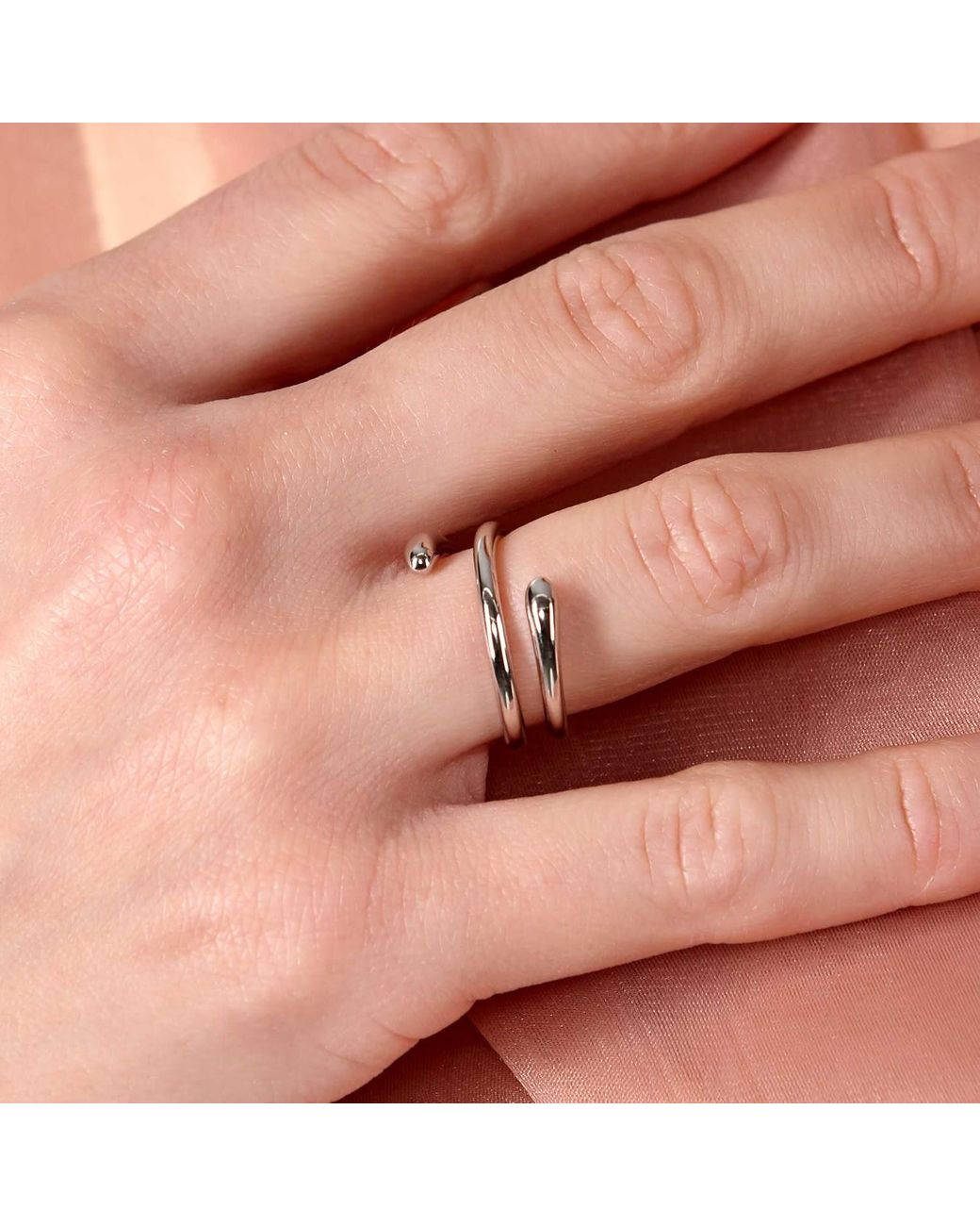 Lucy Quartermaine Metallic Sterling Coil Drop Ring