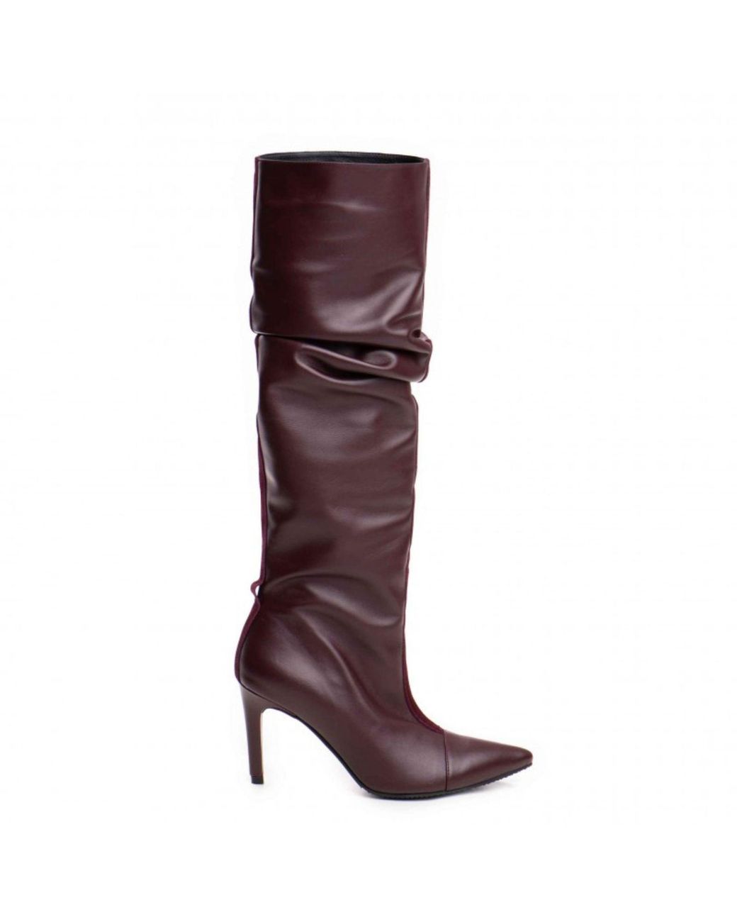 The 5Th Element Brown Dune Marsala Ruched High-Heel Boots