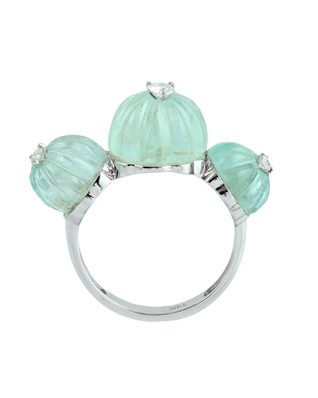 Artisan Green Carved Emerald & Diamond Floral Statement Ring
